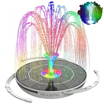 6.5W LED Solar Fountain Pump with Lights, for Bird Bath Pool, Solar Water Fountain with Battery, for Outdoor, Garden Decoration