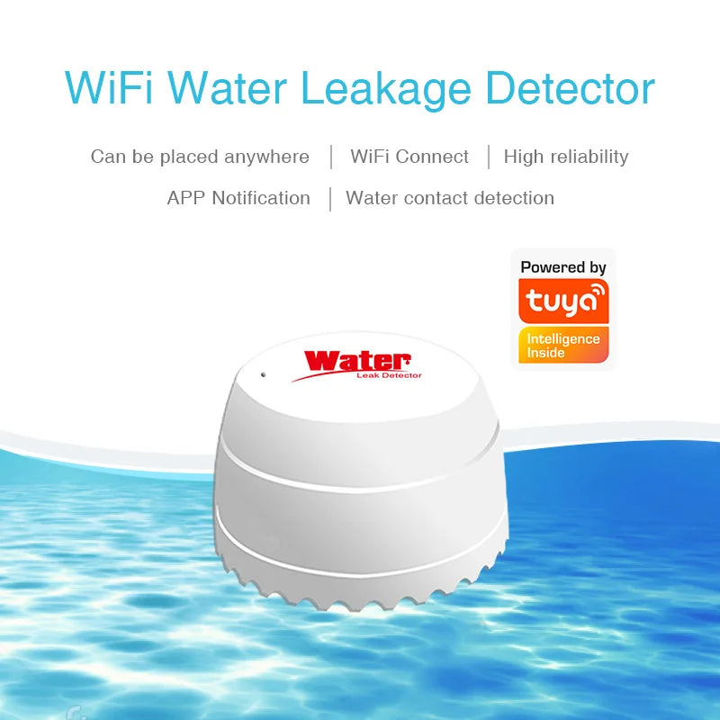 DYGSM Tuya WiFi Water Leak Sensor Flood Detector Smart Home 55dB On Site Alarm Real-Time Alerts Alexa & Google Home Compatible