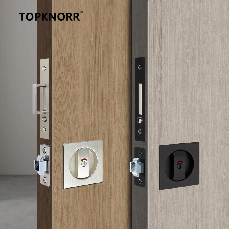 Pocket Door Indication Sliding Door Lock Bathroom Bathroom Red and Green Indicator Lock Wooden Door Embedded Hidden Handle Home