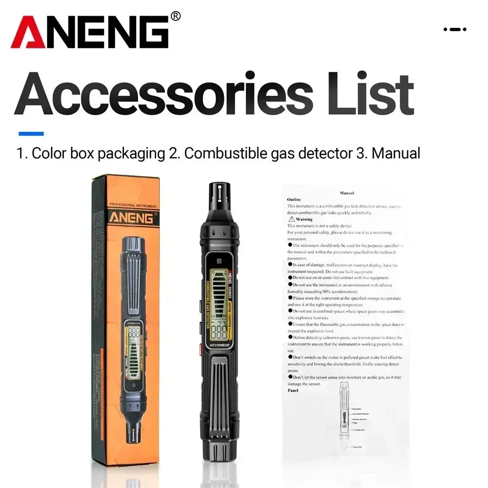 ANENG Gas Leak Detector GN805 Portable Combustible Gases Tester Handheld Testers Concentration Analyzer Meter Leakage Tools