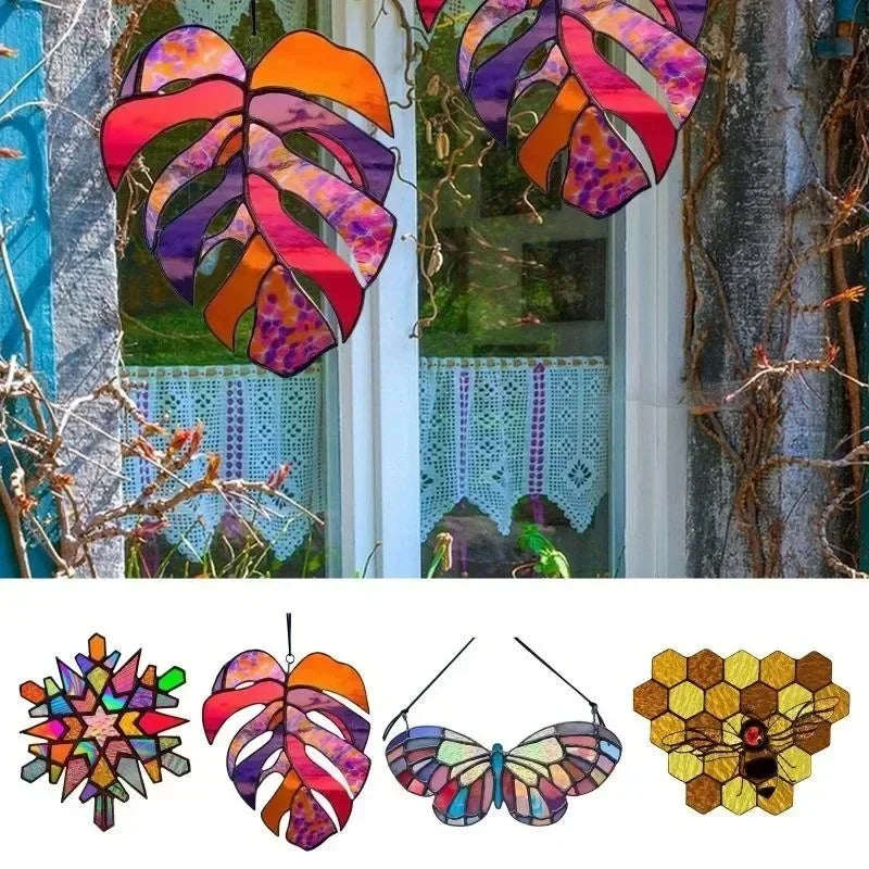 Honeycomb Multicolor Butterfly Bee Outdoor Garden Landscape Bee Painting Window Accessories and Hanging Decoration