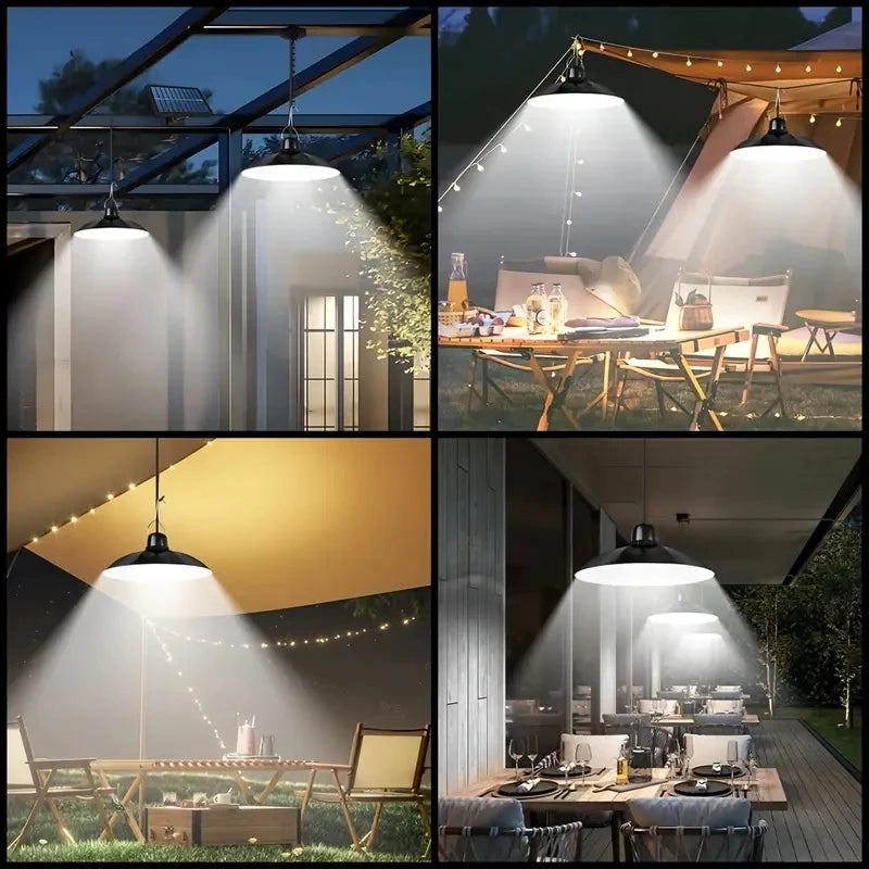 A New  Super Bright Split Dual Heads Solar Pendant Light Household Indoor Solar Light and Outdoor Solar Panel For Camping Garden