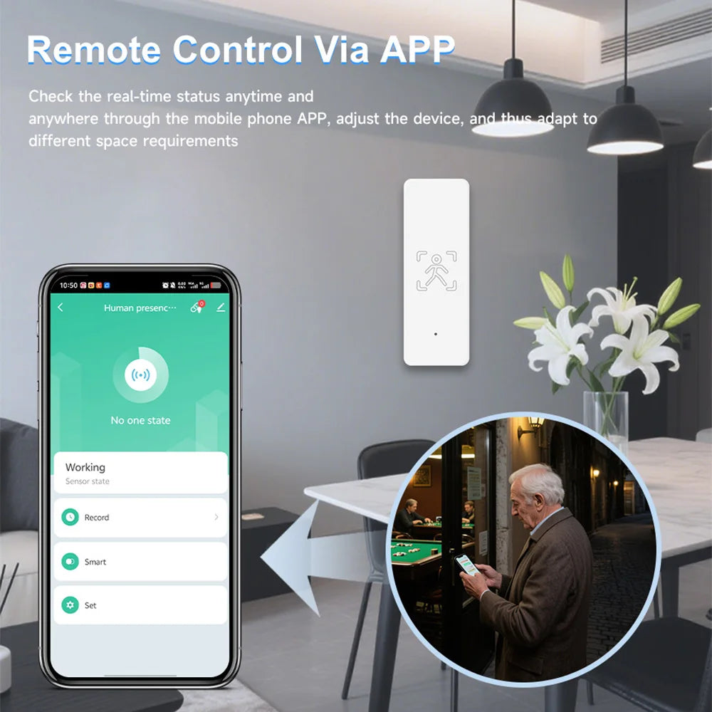 Tuya WiFi Human Presence Detector PIR Motion Sensor 10Ghz MmWave Radar Smart Life APP Smart Home Linkage Home Automation Alexa