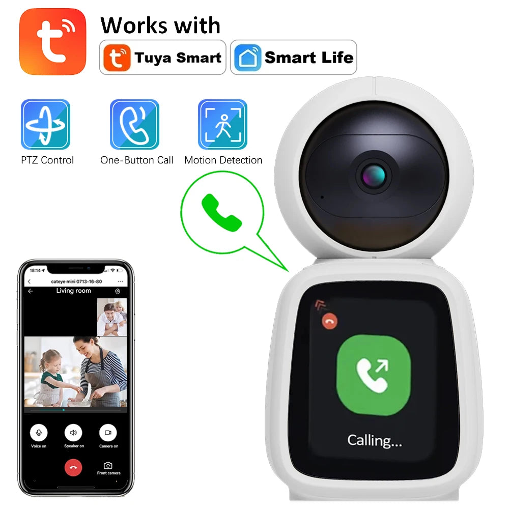 5MP WIFI Camera PTZ Indoor TUYA Two-Way Voice And Video Call With Screen 2K Mobile Detection Security Surveillance Camera Smart
