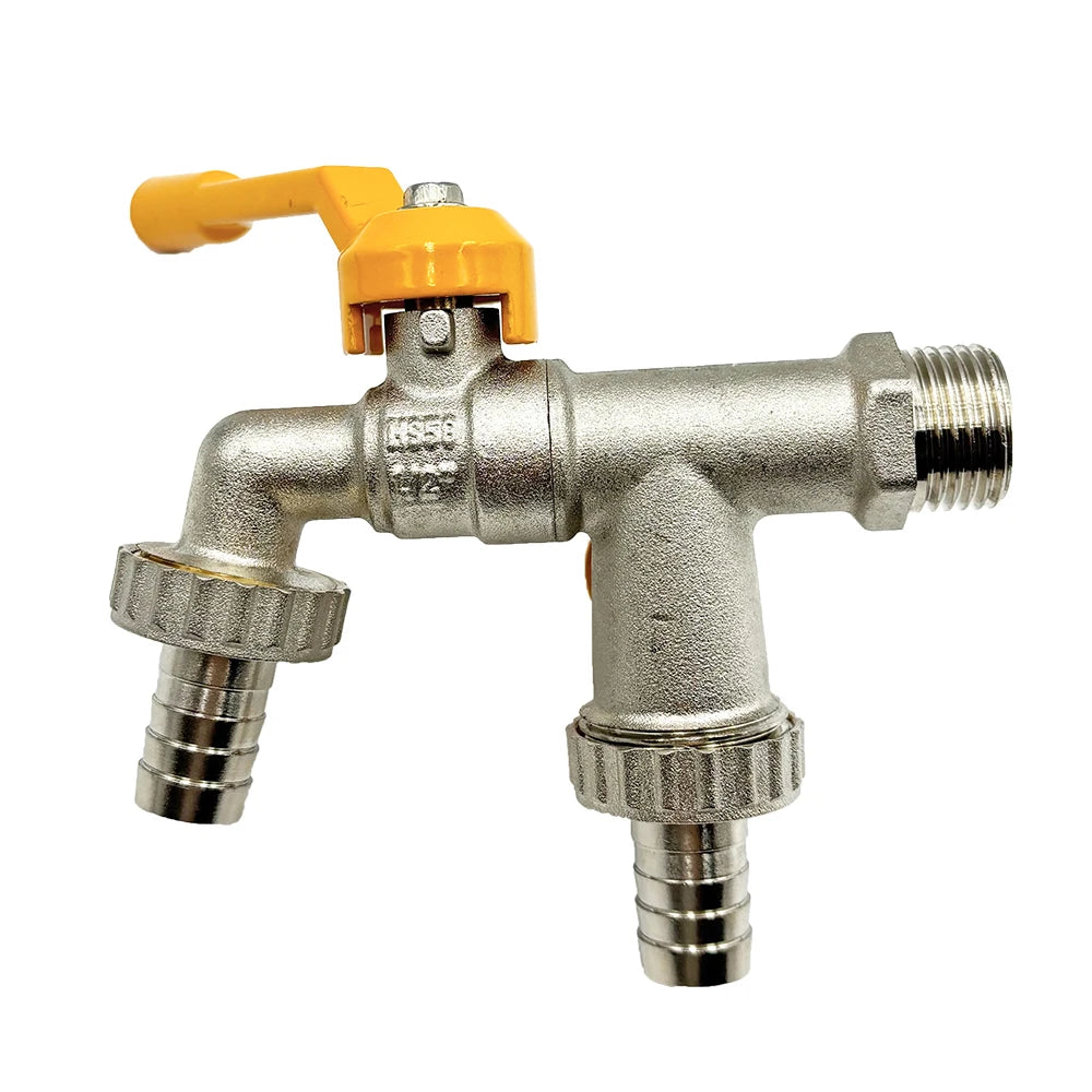 Garden Hose Brass Tap Faucet Adapter 1/2'' IBC Water Tank Connector 2-Way 1-Way Irrigation Joint Replacement Fitting Ball Valve