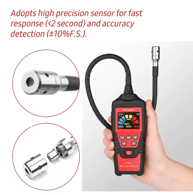 HT601A HT601 Portable Combustible Gas Detector Natural Gas Leakage Analyzer  LED Display  Flexible Probe Alarm