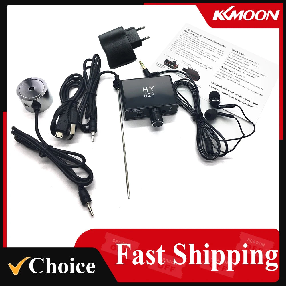 Water Pipe Leak Detector Sensor Water Pipe Tube Leakage Monitor Tester Kit with Dual Probes Earphone High Sensitivity Locator