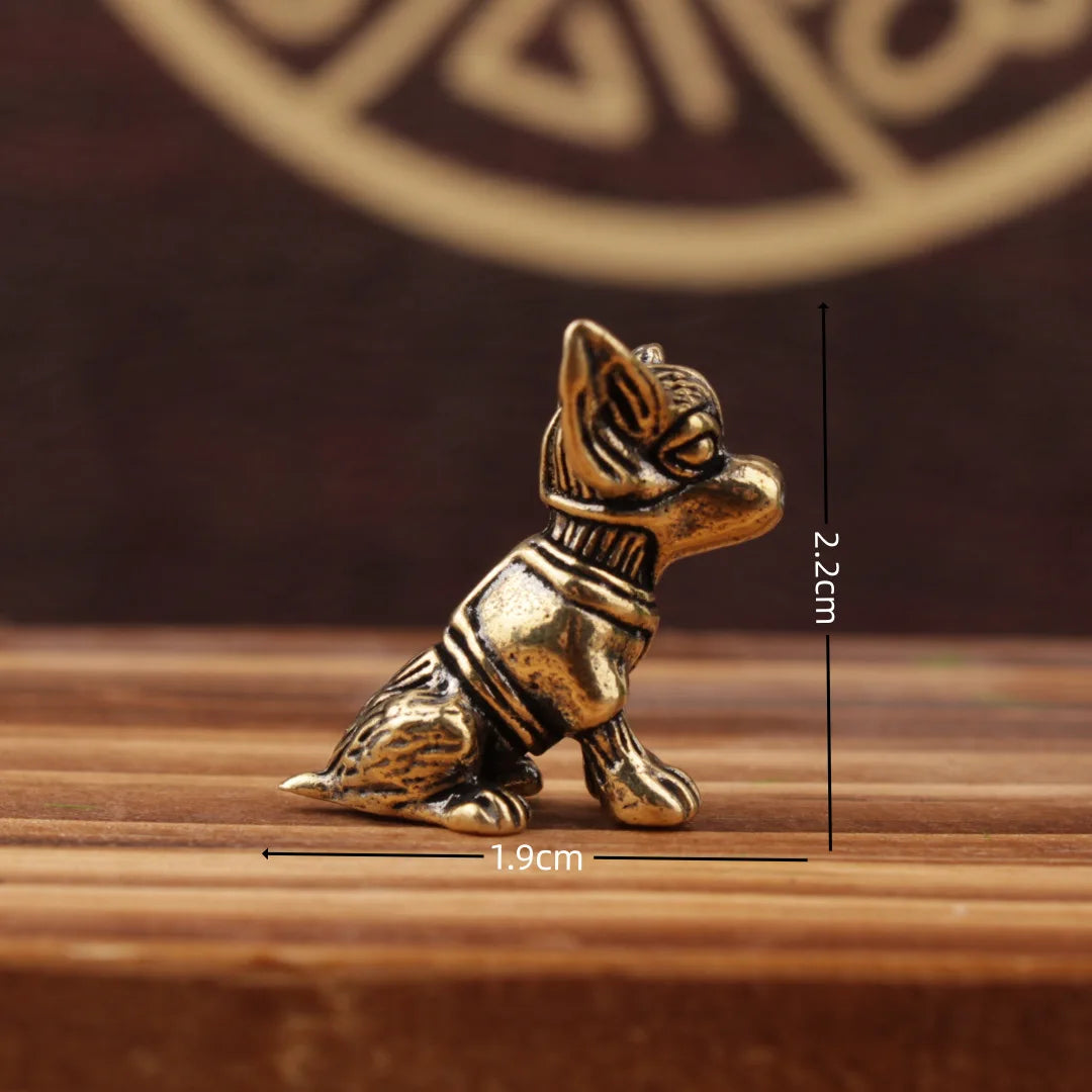 Copper Sculpture Solid Copper Puppy Brass Ornaments Cute Dog Zodiac Dog Antique Old Brass Tea Pet Small Ornaments