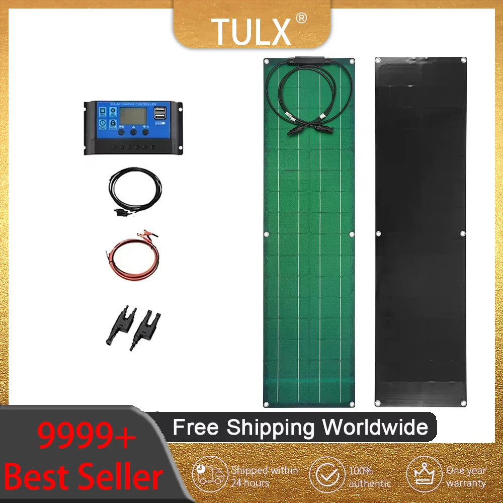 Flexible Solar Panel Kit 300W 600W 12V Battery Charger Monocrystalline Solar System for Power Bank Camping Yacht Car RV Boat