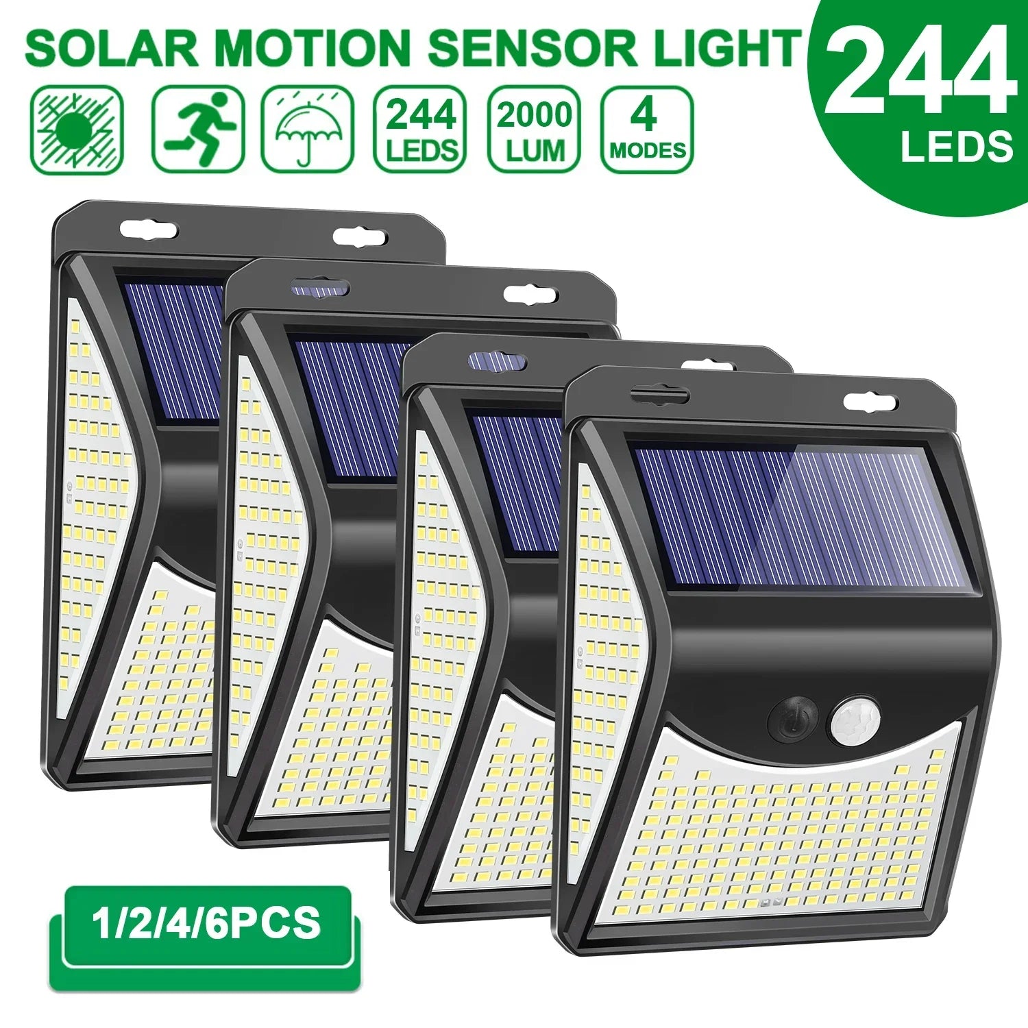 244 LED Solar Light Outdoor 4 Modes Motion Sensor PIR Wall Light Waterproof Solar Lamp Solar Powered Garden Focos Solares