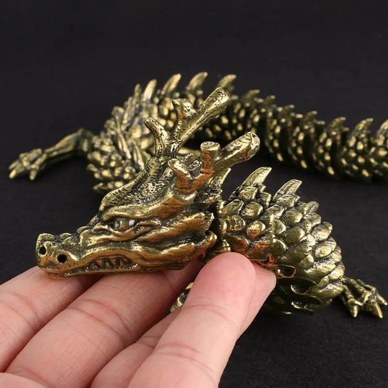 1Pcs Moveable Body Joints Antique Alloy Lucky Dragon Desktop Office Crafts 3D Dragon Statue Ornament Home Decoration Gifts