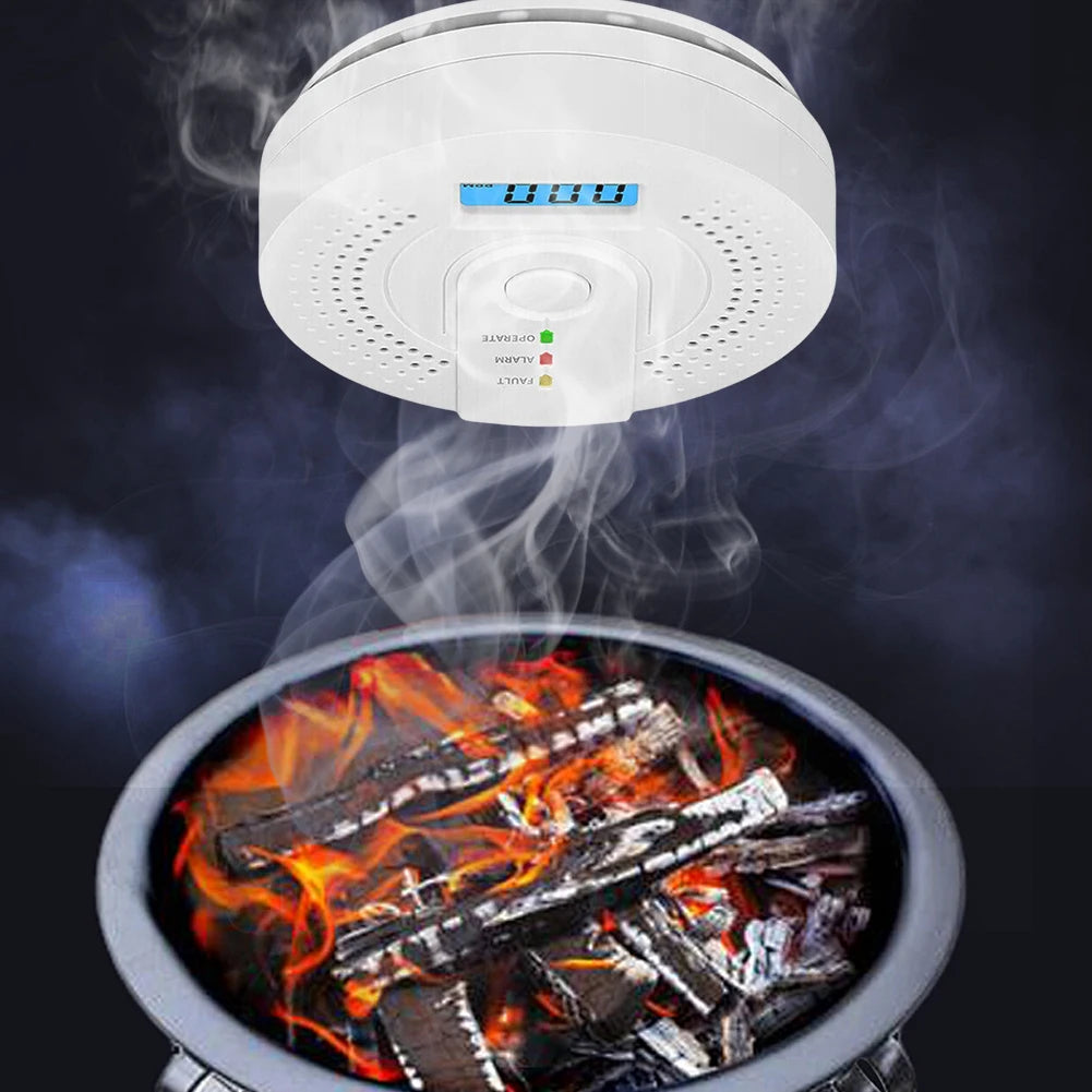 Independent CO Alarm Sensor Carbon Monoxide Alarm Detector High Sensitive Warning LED Display CO Alarm Battery Powered