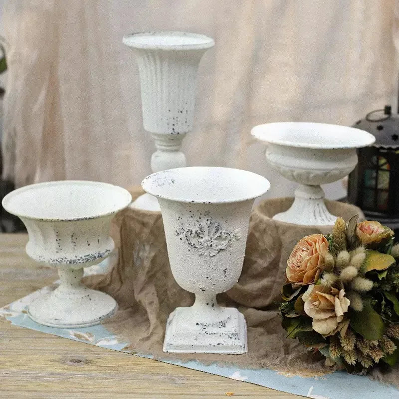 American pastoral retro outdoor Vase Iron Planter Decorative Table Centerpiece Dried Fresh Flowers Storage Pot Wedding Home