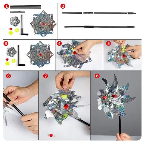 Silver Color Bird Repelling Windmill Reflective Windmill Is Suitable for Bird-proof Decoration of Garden Orchard Farm Decoration