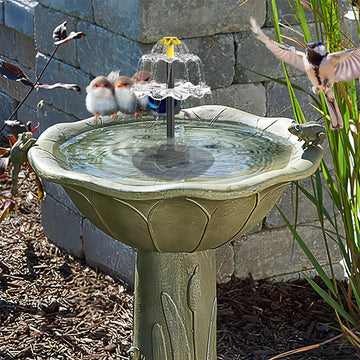 3 Tiered Decorative Fountain with Solar Panel Solar Bird Bath Fountain Outdoor Bird Feeder Multifunction for Garden Decoration