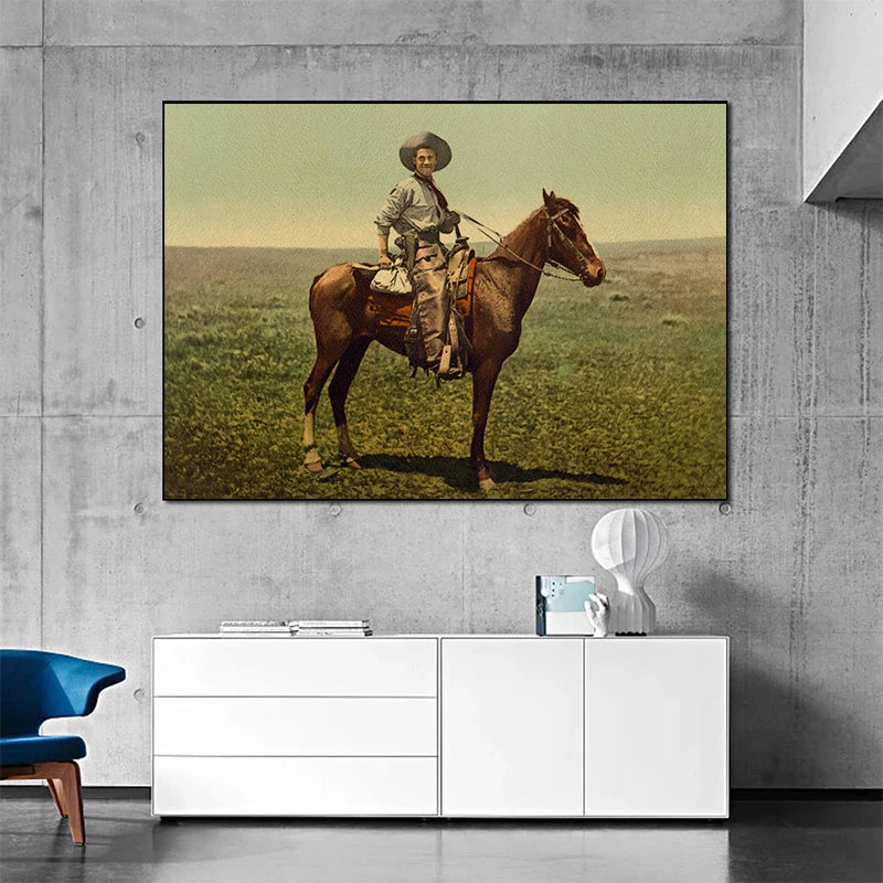 Retro Middle Aged Antique Posters Wrangler Unfettered Landscape Prints Canvas Paintings Wall Art Pictures Living Room Home Decor