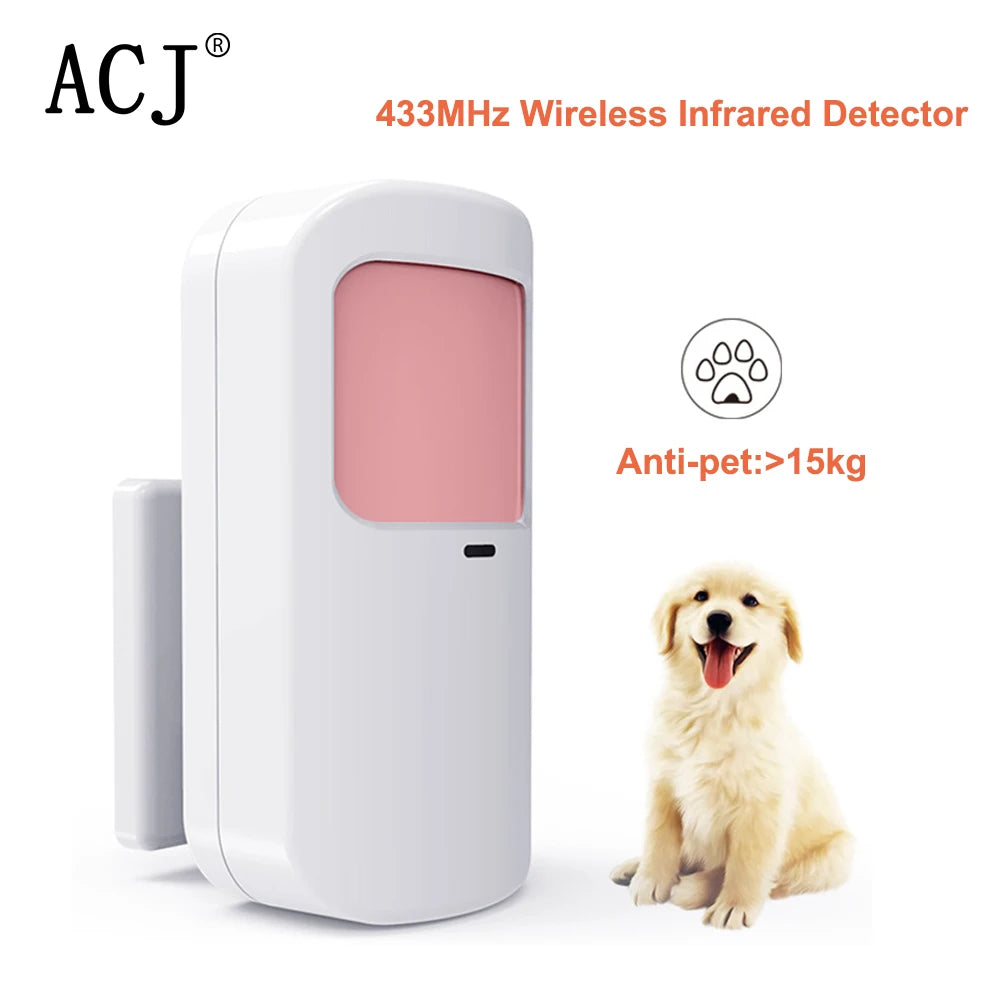 ACJ 433MHz Wireless Infrared Motion Detector Anti-pet PIR Sensor Suit for Smart Home Security Alarm Panel EV1527