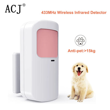 ACJ 433MHz Wireless Infrared Motion Detector Anti-pet PIR Sensor Suit for Smart Home Security Alarm Panel EV1527