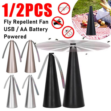 1/2PCS Fly Repeller Table Fan USB Or AA Battery Powered Insect Fly Repeller Fans Portable Pest Control for Camping Picnic Party