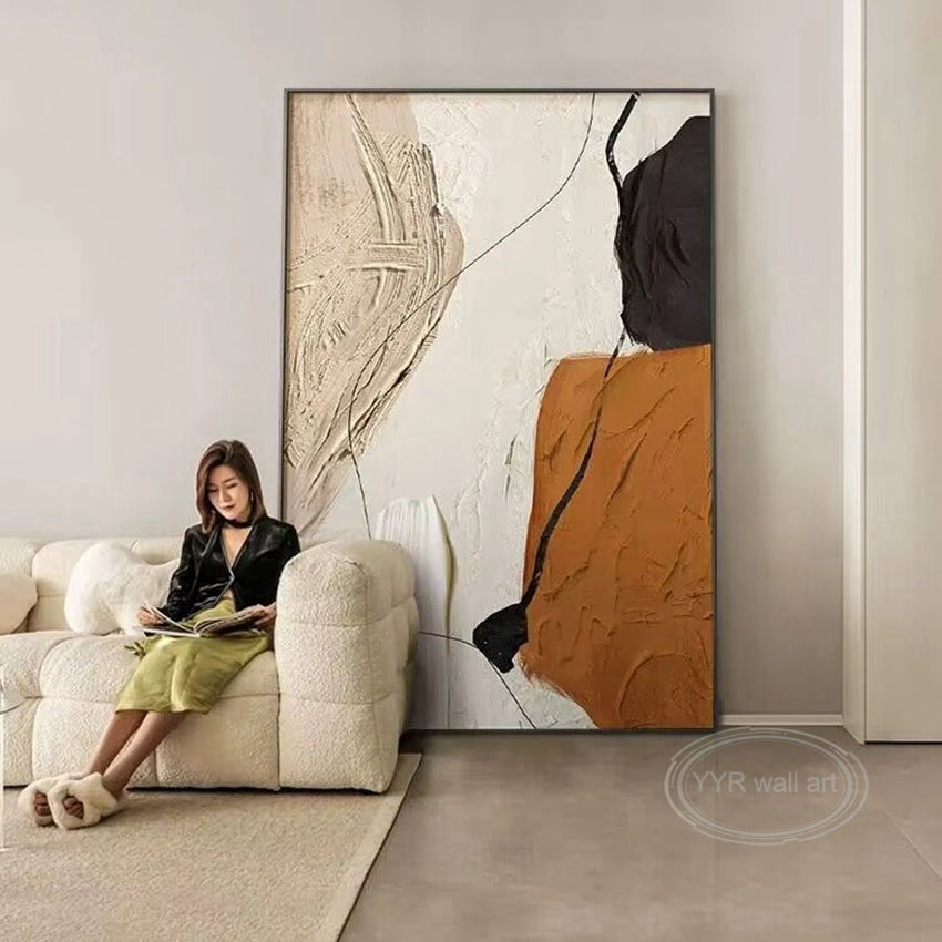 Nordic Modern Abstract Color Matching Thick Oil Handmade Oil Painting  For Home Decoration Bedroom Dining Room Living Room Mural