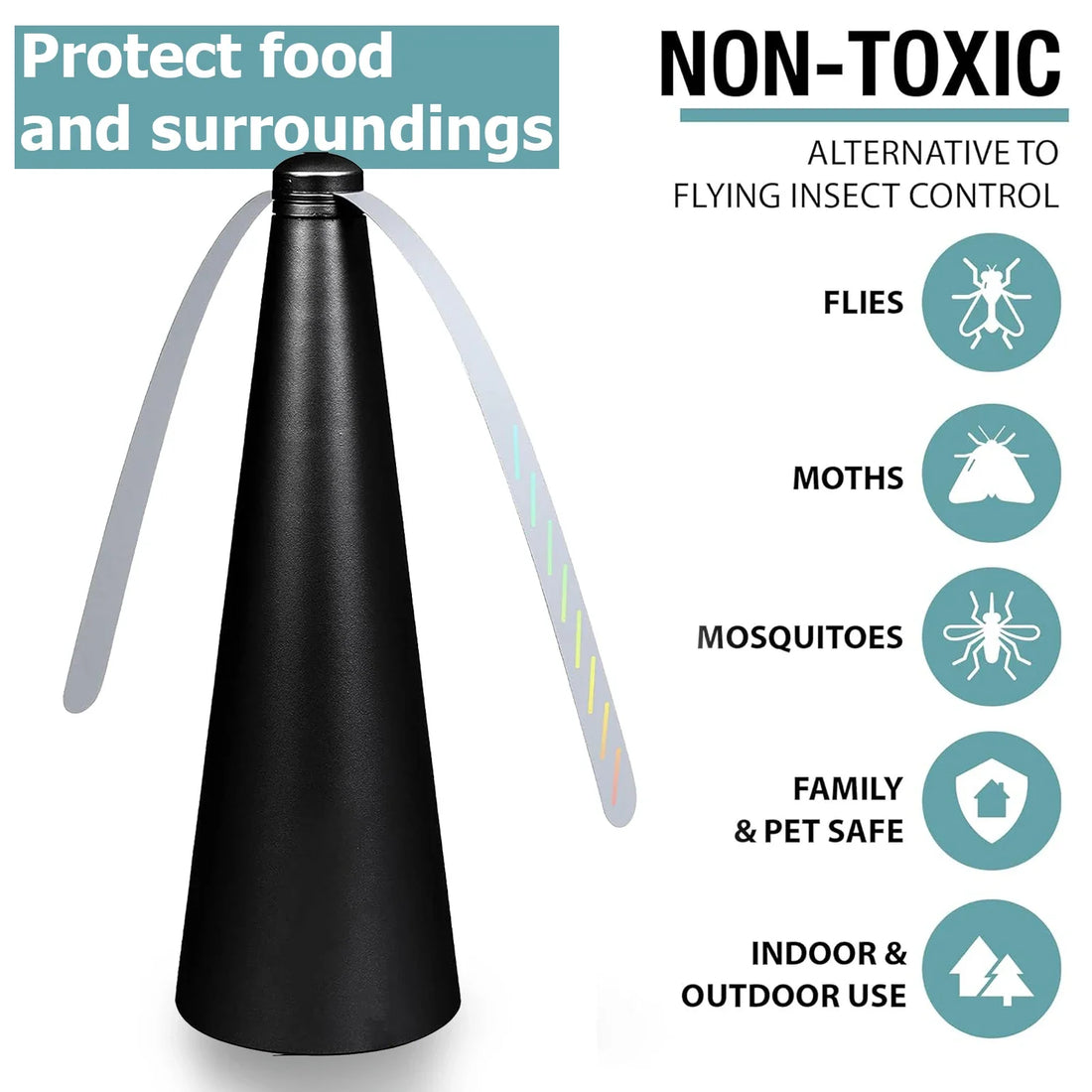 Outdoor Fly Bug Repeller Kitchen Fly Repellent Fan Tabletop Electric Battery Operated Food Protector Pest Control Tool
