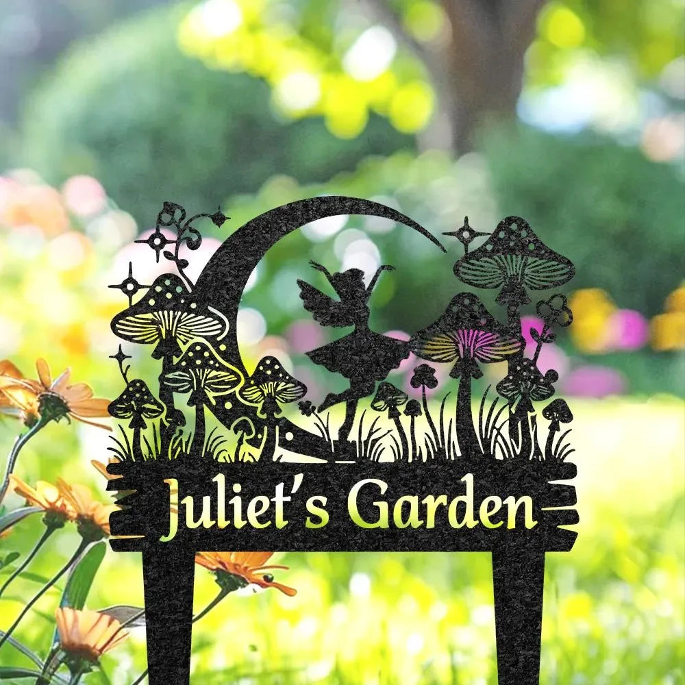 Personalized Fairy Garden Stake, Custom Metal Fairy Mushroom Yard Sign, Gardening Gift, Garden Metal Art, Yard Garden Decor