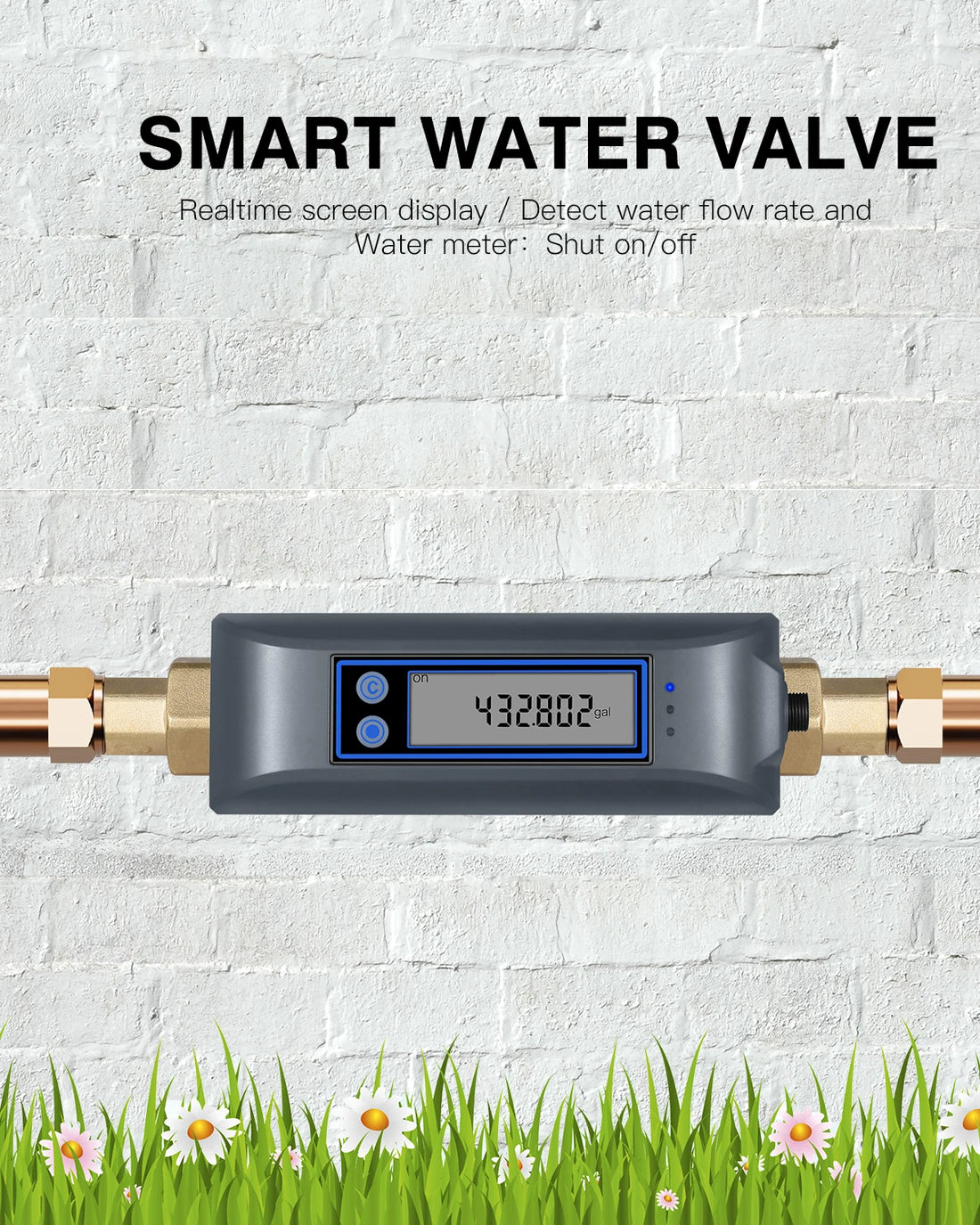 Haozee Tuya Smart WiFi Water Shutoff Valve Water Flow Rate And Water Meter Shut On/Off Remote Control Real Time Display