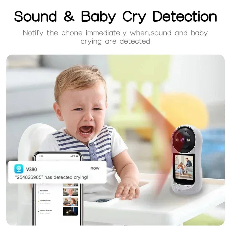 2.8 Inch Wifi Camera Vedio Baby Monitor 8MP Surveillance IP Camera IPS Screen Sound Detection HD Smart Home PTZ Security Cam