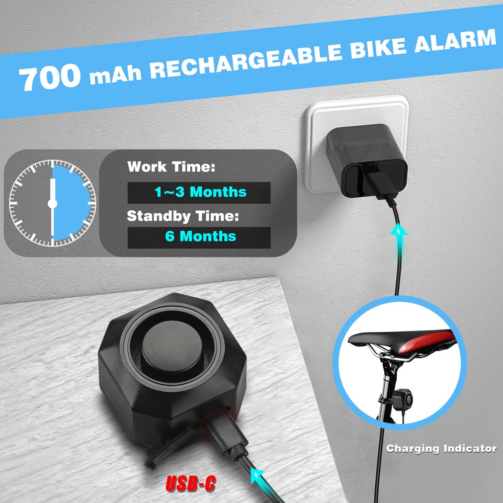 Hollarm Wireless Bike Vibration Alarm USB Charging Motorcycle Security Detector Burglar System Bicycle Alarm Remote Control