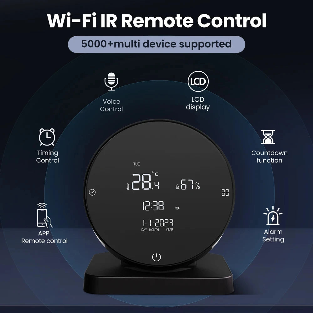 MIUCDA Tuya WiFi Smart Temperature Humidity Sensor , Thermometer Detector IR Remote Control Work With Alexa Google Home Alice