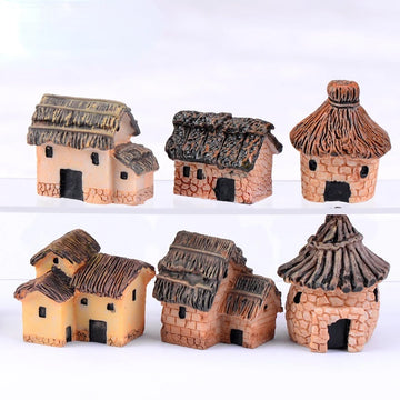 Chinese Antique Mini House Fairy Garden Miniatures Villa Castles Retro Building Village House Dollhouse DIY Accessories