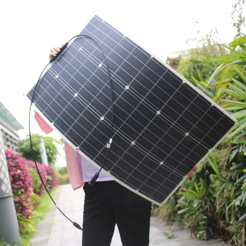 200W Flexible Solar Panel for Campervan Roof Shed 100W Photovoltaic Solar 12V Battery Charging Portable Green Energy Solution