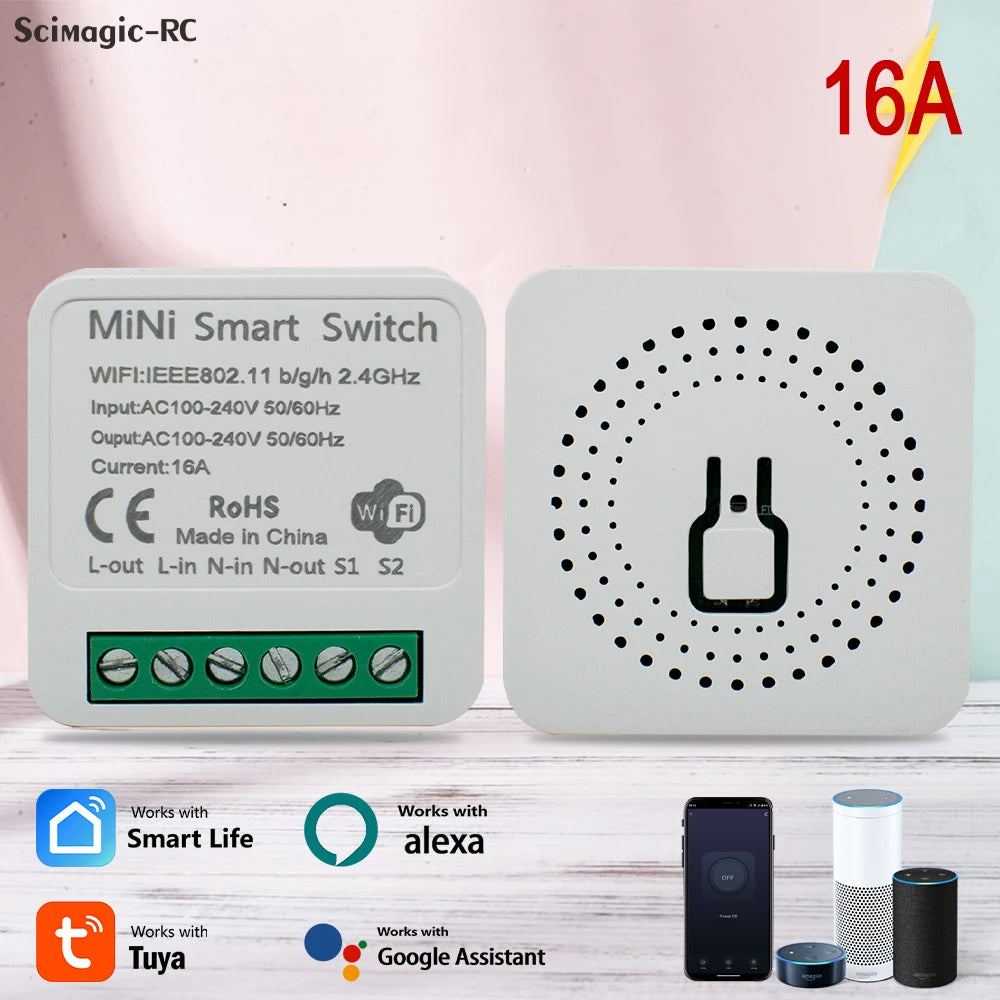 Tuya 16A MINI Wifi Switch DIY 1-way Remote Control Timer Relay Automation For Smart Life Work With Alexa Google Home