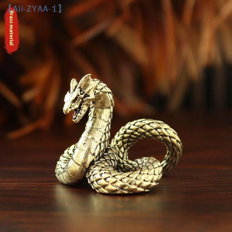 【ZYAA-1】3D Dragon Statue Ornament Moveable Body Joints Antique Brass Lucky Dragon Desktop Office Ornament Crafts Home Decor