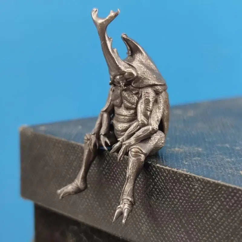 Dual Horned Beetle Statue Antique Brass Realistic Beetle Sculpture Home Decoration Ornaments Copper Animal Miniature Figurine