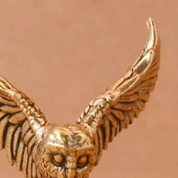 Antique Solid Brass Owl Miniature Figurines Retro Copper Animal Tea Pet Desktop Ornament Decor Crafts Animal Figurines