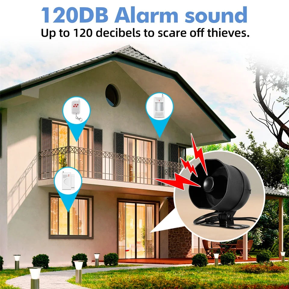 KERUI 120db Tuya Smart WiFi Loudly Speaker Alarm System Burglar Siren Home Security with Door Window Sensor Motion for House