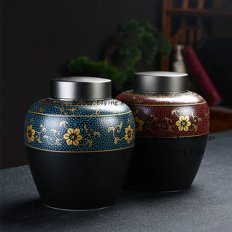 Black Urns for Ceramics Ashes Sealed Cremation Funeral Keepsake Human Pet Memorial Suitable Home Fireplaces Burial Ash Urn