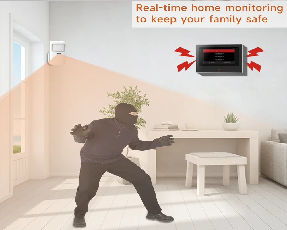CPVAN Home Alarm System Wireless WiFi 4G LoRa version 7 inch Tuya smart Home burglar Security Alarm Kit Built-in 5000mAh Battery