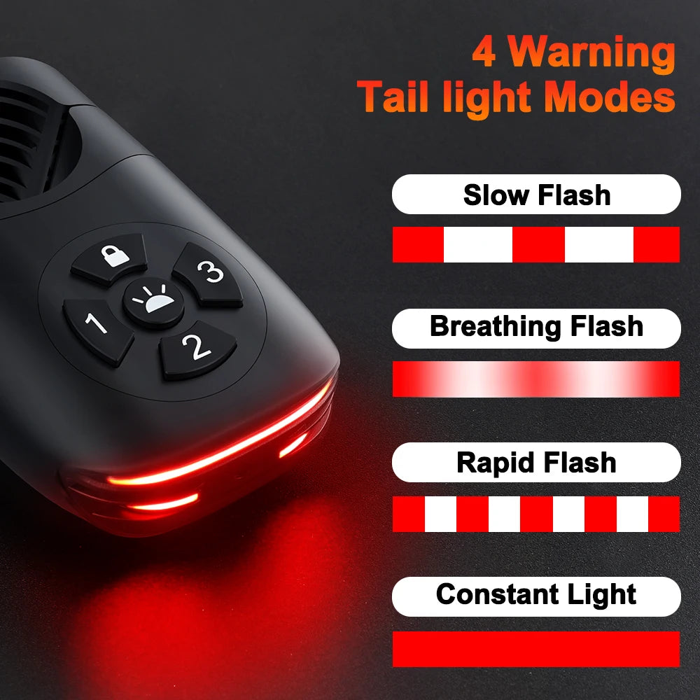 Extractme Smart Motorcycle Bicycle Alarm Taillight Braking Light Burglary Alarm 105dB Viration Warning Rear Lamp IP65 Waterproof