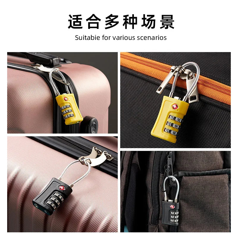 Customs lock luggage, storage cabinet gym color-matched steel wire rope TSA customs password padlock password lock