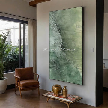 Mintura,Handmade Dark Green Textured Seascape Oil Painting on Canvas,New Design Wall Art Picture for Living Room Home Decoration
