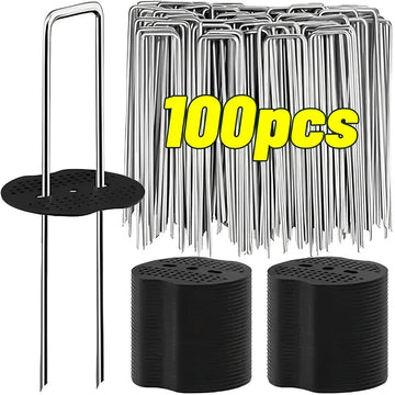 100/10pcs Metal Garden Stakes U-Shape Landscape Staple Ground Nail Fence Film Tents Securing Pegs Sod Pins Gardening Tools