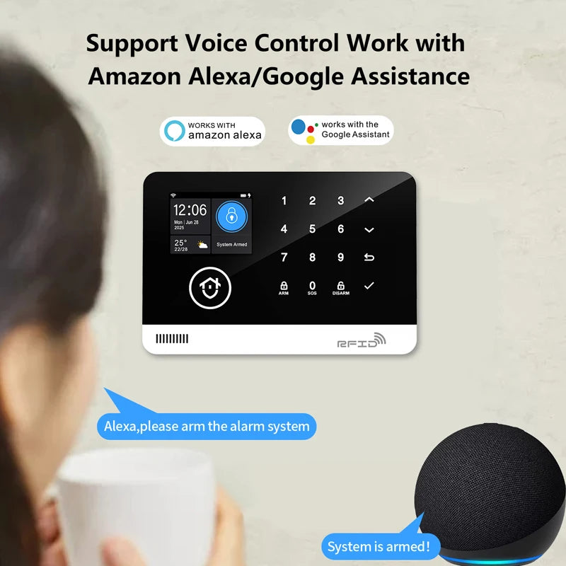 Tuya Smart WiFi GSM Home Security Alarm System - Touch Keyboard RFID APP Control Wireless Anti-Theft with Volume Adjustable