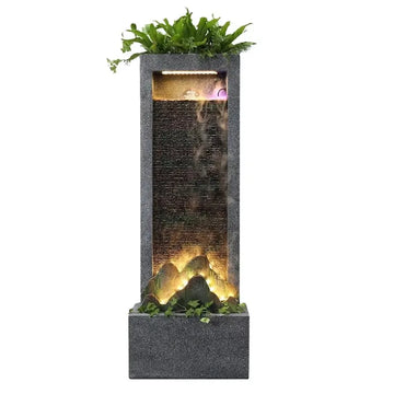 Feng Shui Resin Water Fountain Cascading Design With Wealth Attraction Concept For Home Office Zen Decor