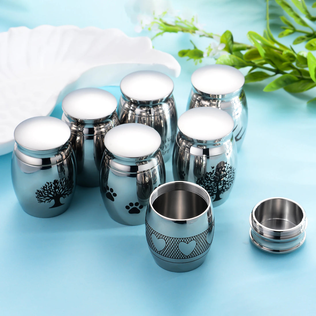 High 25mm/40mm Decorative Memorial Keepsake Stainless Steel Cremation Urns for Human Pet Ashes -Always in My Heart