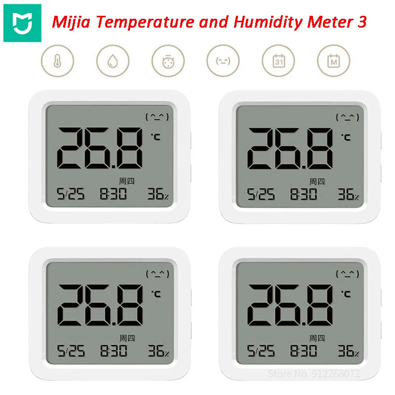 Mijia Smart Bluetooth Thermometer 3 Big LCD Wireless Electric Digital Hygrometer Temperature and Humidity 3 for Mi Home APP