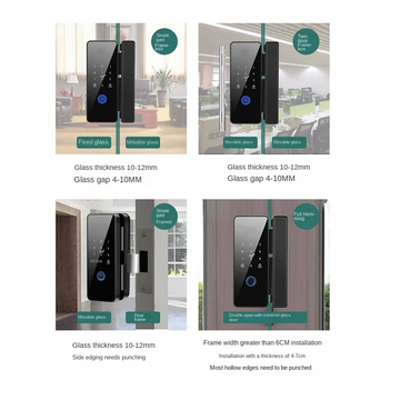 L72A-Waterproof Tuya Wifi Smart Door Lock Fingerprint Electronic Rim Lock For Glass Door