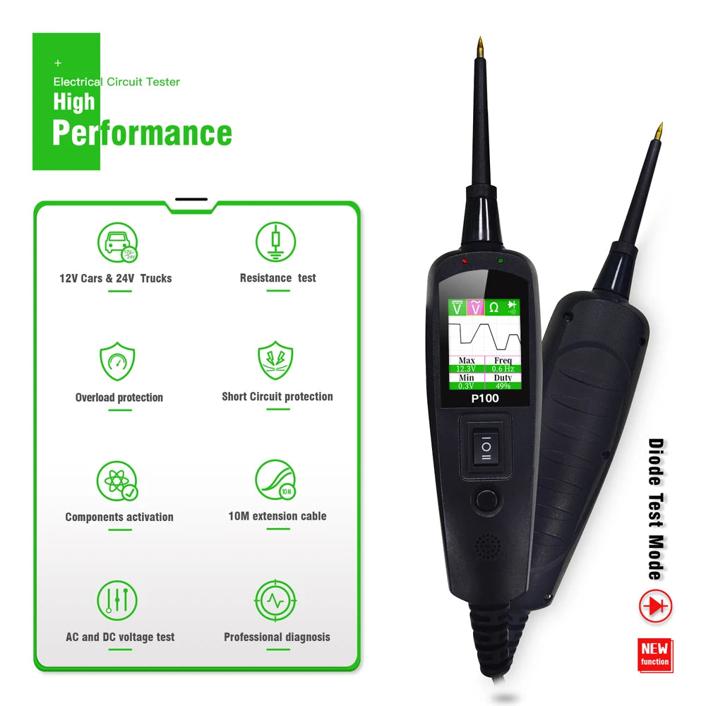 2m Automotive Circuit Tester Power Circuit Probe Kit Car Voltage/Resistant Tester 12/24V Diagnostic Tool Component