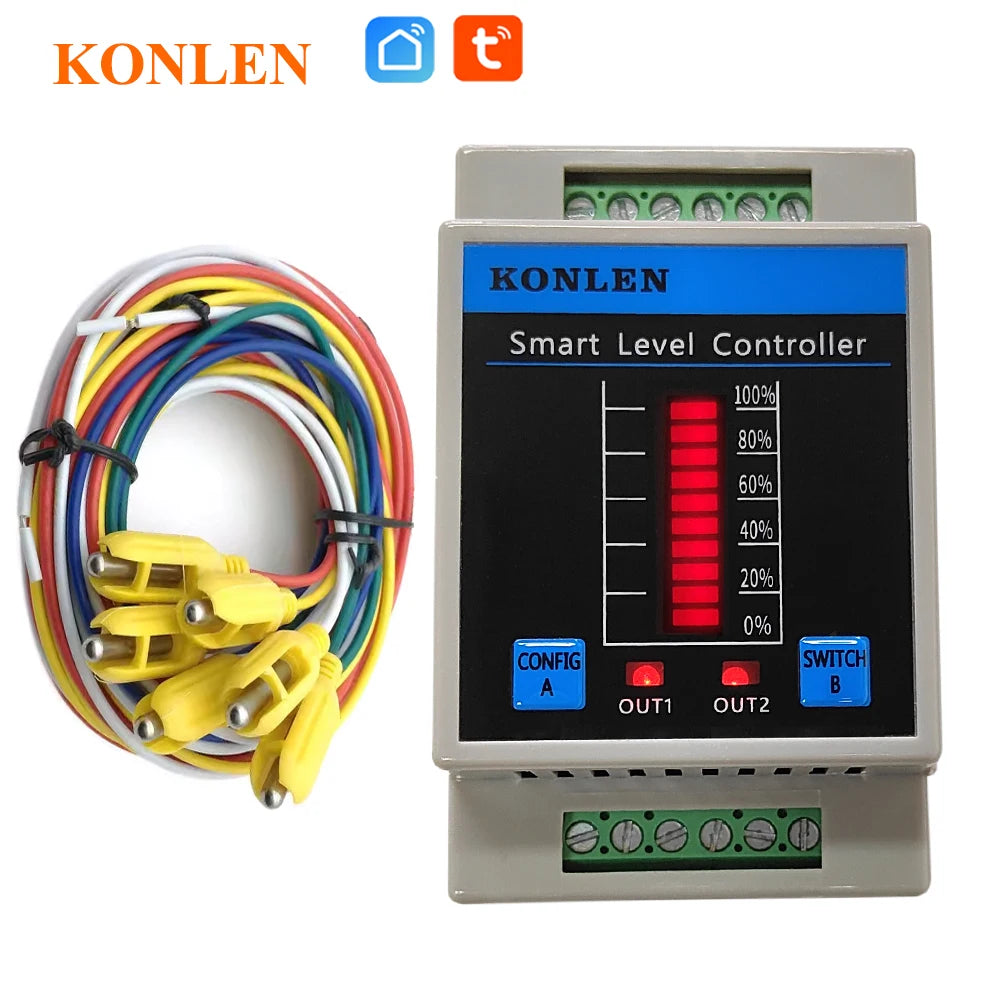 KONLEN Tuya Tank Water Level Sensor Controller Monitor WIFI Automatic Flood Leak Alarm Detector Smart Life Leakage Protection